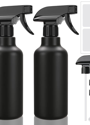 Plastic Spray Bottles Empty Spray Bottle 16.9oz/500ml 2 Pack Heavy Duty Spraying Bottles Mist/Stream Water Bottle for Cleaning Solutions, Essential Oils, Hair (Clear)