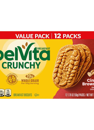 belVita Breakfast Bars Biscuits, Cinnamon Brown Sugar, Value Pack, 12 Packs (4 Biscuits Per Pack)
