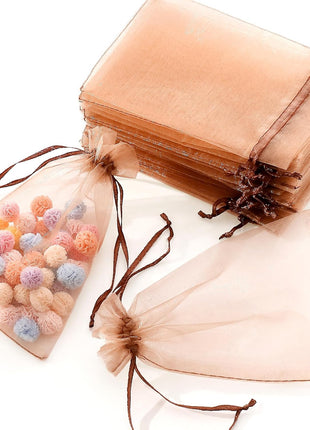 Hopttreely 100PCS Premium Sheer Organza Bags, White Wedding Favor Bags, 4x4.72 Jewelry Gift Bags for Party, Jewelry, Christmas, Festival, Bathroom Soaps, Makeup Organza, Wrapping Supplie