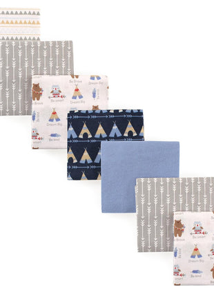 Luvable Friends Unisex Baby Cotton Flannel Receiving Blankets, Basic Elephant 7-Pack, One Size