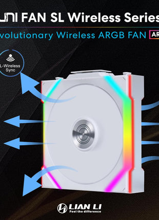 Lian Li UNI Fan SL Wireless (Reverse Blade) 120mm ARGB Fan - Single Pack - 2.4 GHz Wireless Signal for RGB & Fans Control - Daisy-Chain Design - Controller NOT Included & Required - White (12RSL1W1W)