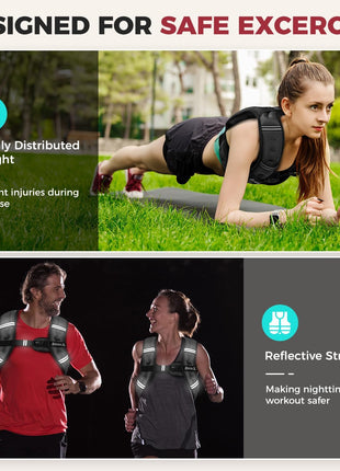 BAGAIL Comfort-Fit Weighted Vest for Woman, Even Weight Distribution, Faster Weight Loss, No-Chafe or Bounce for Walking & Running with Detachable Phone Pouch & Reflective Stripes (Available 5-30lbs)