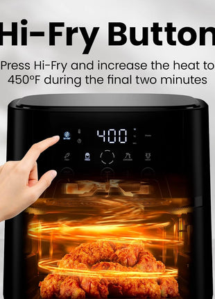 Chefman Air Fryer – 4 QT Compact Airfryer for Quick & Easy Meals in Minutes, Features Hi-Fry Technology for Extra Crisp, Touchscreen Controls with 4 Presets, Nonstick & Dishwasher Safe Basket - Black