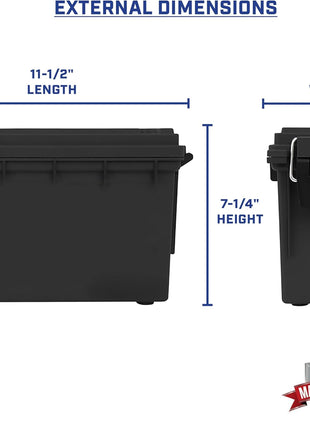 Sheffield 12629 Ammo Storage Box, Stackable .30 Cal Field Boxes, Water and Dust Resistant, Lockable Storage Box with Handle, Secures Hunting Gear, Supplies, and Bullets, Made in USA, Black, 1-Pack