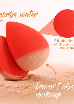 BEAKEY Makeup Sponge Set 5 Pack Micro Porous Low Absorption Soft Latex Free Foundation Beauty Sponges & Blenders for Powder Cream