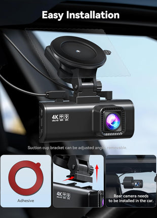 REDTIGER 4K Dash Cam Front Rear, STARVIS 2 Sensor, Free Card Included, 5.8GHz WiFi-20MB/s Fast Download, Dash Camera for Cars with GPS, WDR Night Vision, 170°Wide Angle, 24H Parking Mode(F7NP)