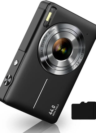 Digital Camera, FHD 1080P Digital Point and Shoot Camera with 16X Zoom Anti Shake, 32GB Card, Compact Small Camera for Boys Girls Kids, Black