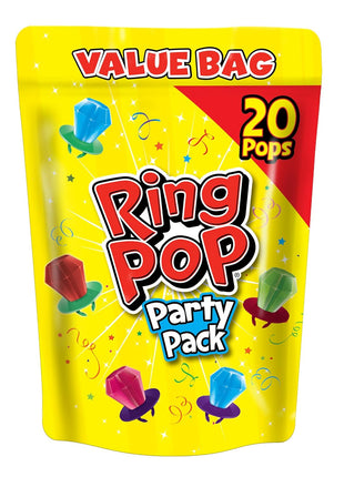 Ring Pop Lollipops - Bulk Candy Individually Wrapped Suckers Variety | Party Pack- 20 Count w/Assorted Flavors - Hard Candy for Party Favors, Kids & Goodie Bag Stuffers 0.63 Pounds