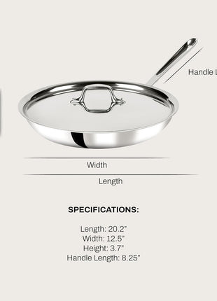 All-Clad D3® Stainless Steel 12 inch Frying Pan With Lid- Made in the USA- The Original Bonded Professional Cookware- Oven Safe & Induction Compatible