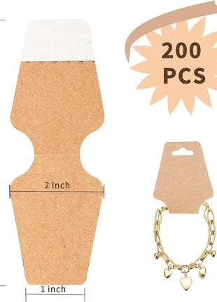 200 Pcs Necklace Display Cards with Adhesive, Thick Bracelet Keychain Display Cards, Kraft Paper Necklace Cards for Jewelry Display Selling