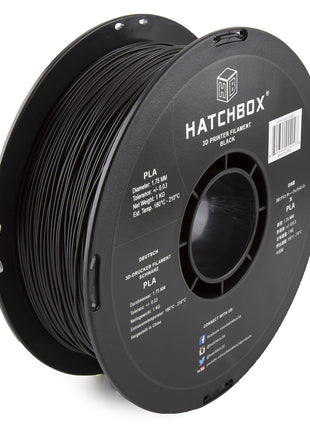 HATCHBOX 1.75mm Black PLA 3D Printer Filament, 1 KG Spool, Dimensional Accuracy  0.03 mm, 3D Printing Filament