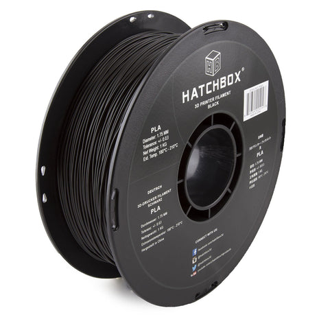 HATCHBOX 1.75mm Black PLA 3D Printer Filament, 1 KG Spool, Dimensional Accuracy  0.03 mm, 3D Printing Filament