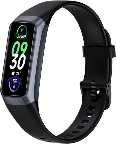 Fitness Tracker Activity Tracker Smart Watch 1.10''AMOLED Touch Color Screen,Smart Watch with 24/7 Blood Oxygen Heart Rate,Sleep Monitor,IP68 Waterproof,Step Counter Health for Women Men (Black)