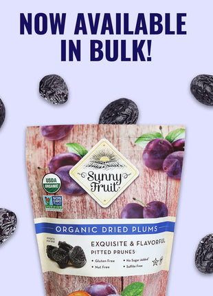 Sunny Fruit Soft Organic Pitted Prunes, 2.5 Pound Bulk Bag | No Preservatives, No Sugar Added | Healthy, Naturally Sweet Dried Plums | High Fiber Dried Fruit | ORGANIC, NON-GMO, VEGAN, HALAL, KOSHER