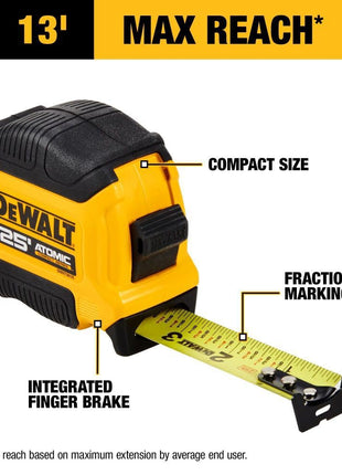 DEWALT Atomic Compact Series 25 ft. Tape Measure (DWHT38125S)
