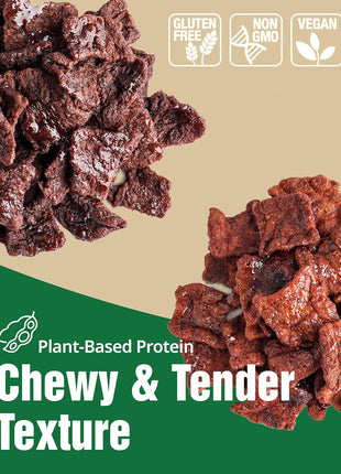 Vegan Jerky Korean Classic Savory – Umami Flavor 11g Plant-Based Non-GMO Soy Protein, Low-Fat On the Go Snack - 150 Calories Per Bag, 1.35oz. Pack of 3