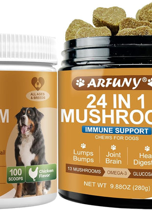 Turkey Tail for Dogs - 9 Organic Mushroom Supplement, Turkey Tail Mushroom for Dogs - Gut, Skin, Joint, Immune Health- Dog Lumps & Bumps