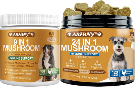Turkey Tail for Dogs - 9 Organic Mushroom Supplement, Turkey Tail Mushroom for Dogs - Gut, Skin, Joint, Immune Health- Dog Lumps & Bumps