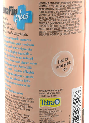 TetraFin Plus Goldfish Flakes 7.06 Ounces, Balanced Diet, With Algae To Promote Health