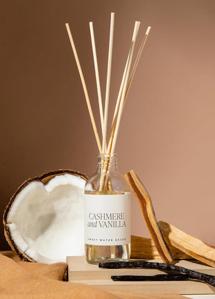 Sweet Water Decor Non-Toxic Cashmere and Vanilla Reed Diffuser Set, Cashmere, Sandalwood, Milky Coconut, Bourbon Vanilla Scented Diffuser for Home, Light Fragrance, Made in the USA, 3.5 FL OZ