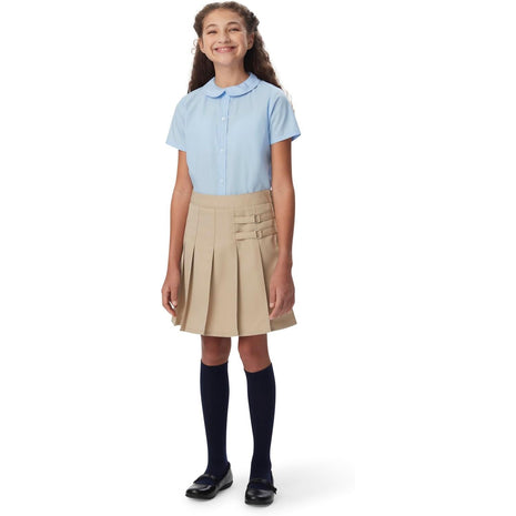 French Toast Big Girls' Two-Tab Pleated Scooter, Navy, 8