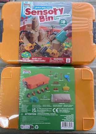 JOVA Klever Kits Construction Sensory Bin for Toddlers with Glow in The Dark Stones, Sandbox with Lid Castle Building kit, Preschool Learning Activities Gifts for Boys Girls Age 3+