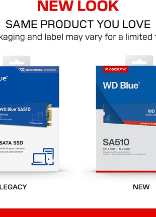 WD Blue SA510 500GB SATA SSD - SATA III 6 Gb/s, M.2 2280, Internal Solid State Drive, Up to 560 MB/s - WDS500G3B0B
