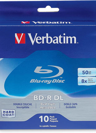 Verbatim BD-R DL 50GB 8X Blu-ray Recordable Media Disc Double Layer- 10 Pack Spindle - 97335