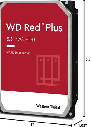 Western Digital 6TB WD Red Plus NAS Internal Hard Drive HDD - 5400 RPM, SATA 6 Gb/s, CMR, 256 MB Cache, 3.5" -WD60EFPX