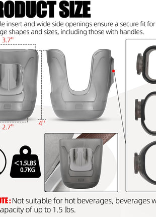 Baby Stroller Cup Holder Compatibile with Uppa-Baby Vista, Cruz, Minu Strollers Cup Holder Attachment for Vista V2, Cruz V2, MinuV2 Strollers Cups Holders Accessories
