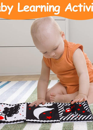 Black and White High Contrast Toys for Baby 0-3 3-6 months Infant Tummy Time Soft Crinkle Book Mirror Sensory Toys 0 2 4 5 6 Month Old Babies Boy Gril Newborn Development Christmas Stocking Stuffer
