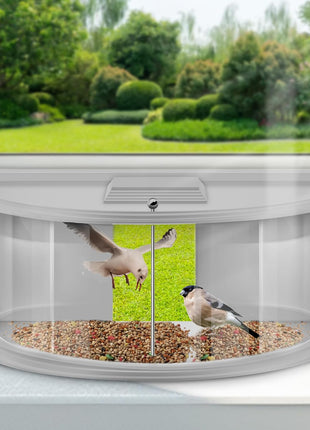 Window Bird Feeders for Viewing Inside House, 180ｰ Clear View, Stable & Durable, Easy to Install and Feed, Windproof Baffle, No Gaps, for 24-38 Inch Windows