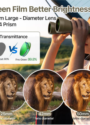 20x50 Binoculars for Adults with Smartphone Adapter - High Powered Binoculars for Bird Watching Hunting Hiking Concert Travel Theater with BAK4 Prism FMC Lens, Mud