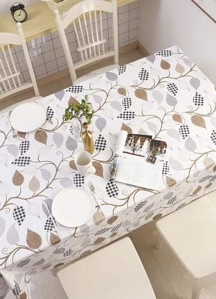 Heavy Duty Vinyl Tablecloth with Flannel Backing Waterproof Oil Proof Plastic Table Cloth Stain Resistant Wipeable Rectangle or Square Table Cover for Indoor and Outdoor (Leaves, 60x84 Inch)