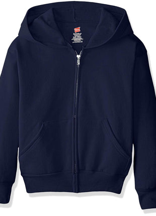 Hanes Boys' EcoSmart Full Zip Hooded Jacket, Black, Large