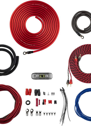 DS18 AK4 Complete 4 Gauge CCA Amplifier Installation Wiring Kit - Ampkit Helps Make Connections, Brings Power to Your Radio, Subwoofers, Speakers with Super Flex Wire - 1200W for 1 Amplifier