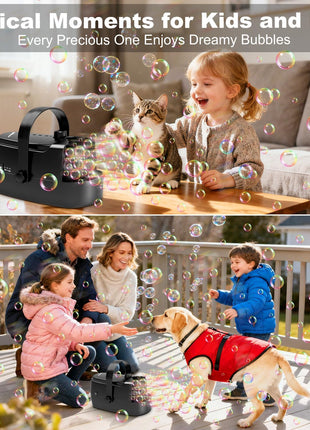 Durable Bubble Machine for Party: 3 Power Modes for Non-Stop Fun - 18000+ Bubbles Per Minute High Output 30 Mins Bubbles per Refill - Kids Safe Auto-Stop for Outdoor Backyard Birthday