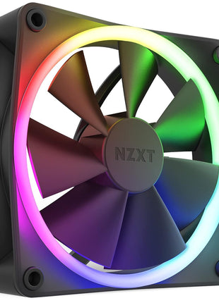 NZXT F120 RGB - 120mm PWM RGB PC Case Fan - Black | 120mm PWM RGB fan with advanced lighting customization and whisper-quiet cooling. CAM-compatible lighting.
