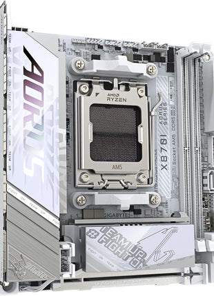 GIGABYTE X870I AORUS PRO ICE AMD AM5 LGA 1718 Motherboard, Mini-ITX, DDR5, 2X M.2, PCIe 5.0, USB-C, WIFI7, 2.5GbE LAN, EZ-Latch, 5-Year Warranty