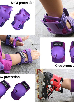BOSONER Kids/Youth Knee Pads Elbow Pads Wrist Guards Set for 3-15 Years, Child Protective Gear Set for Roller Skates, Cycling, BMX Bike, Skateboard, Inline Skating, Scooter Riding Sports...