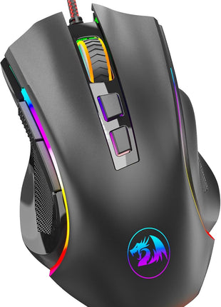 Redragon M602 Gaming Mouse, Ergonomic RGB Gaming Mouse Wired with 7200 Adjustable DPI, 9 Programmable Buttons, Professional Software for Gamer Office [Black]