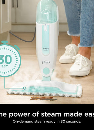 Shark Steam Mop for Sealed Hard Floors with 2 Dirt Grip Pads, White, S1000 | Removable Water Tank, Lightweight, 2 Machine Washable Dirt Grip Pads, Steam Sanitization on Sealed Hard Floors