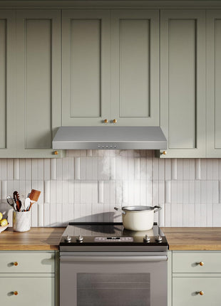 Broan-NuTone BCSQ130SS Three-Speed Glacier Under-Cabinet Range Hood with LED Lights ADA Capable, 1.5 Sones, 375 Max Blower CFM, 30-Inch, Stainless Steel