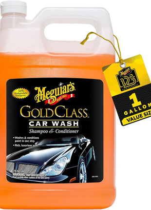 Meguiar's Gold Class Car Wash, Ultra-Rich Foam Car Wash Soap and Conditioner for Vehicle Cleaning, Paint Cleaner to Clean and Condition in One Easy Step, 1 Gallon