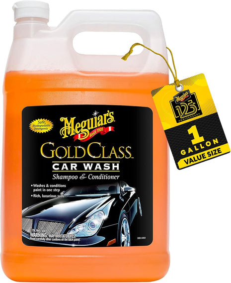 Meguiar's Gold Class Car Wash, Ultra-Rich Foam Car Wash Soap and Conditioner for Vehicle Cleaning, Paint Cleaner to Clean and Condition in One Easy Step, 1 Gallon
