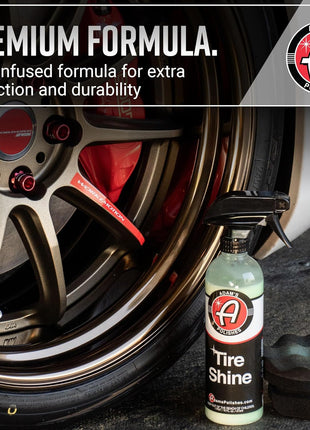 Adam's Tire Shine 16oz - Tire Dressing Spray with Added SIO2 for Rubber Protection, Gives A Glossy Wet Look & No Sling