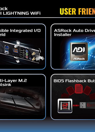 ASRock B650I Lightning WiFi AMD AM5 Mini-ITX Motherboard, Supports AMD Ryzen 9000/8000/7000 Series Processors, DDR5 7200+ (OC), PCIe 5.0 M.2, 2.5G LAN, WiFi 6E, 8+2+1 Power Phase