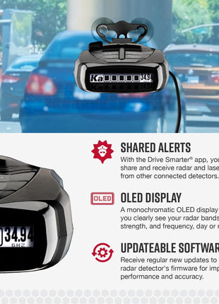 Cobra RAD 480i Laser Radar Detector – Long Range Detection, Bluetooth, Apple CarPlay and Android Auto Compatible, LaserEye Front and Rear Detection, Digital Signal Processing, Black