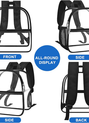 Oraben Clear Backpack Stadium Approved, 12 x 6 x 11 in, Small Transparent Backpack for Concerts, Sports Events, Festivals, Travel, Waterproof PVC, Adjustable Straps, Women Men