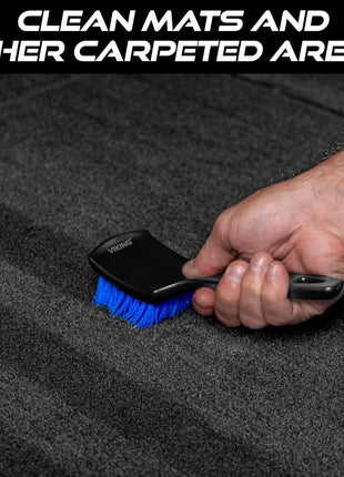 Viking Carpet Cleaning and Scrub Brush for Floor Mats, Cleaning Brush for Car Interior and Home, Black and Blue, 8.3 inch x 2.5 Inch